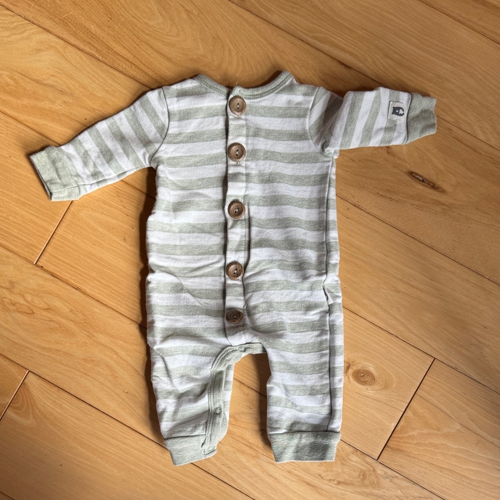Rabbit + Bear Striped Green and White Kids One Piece